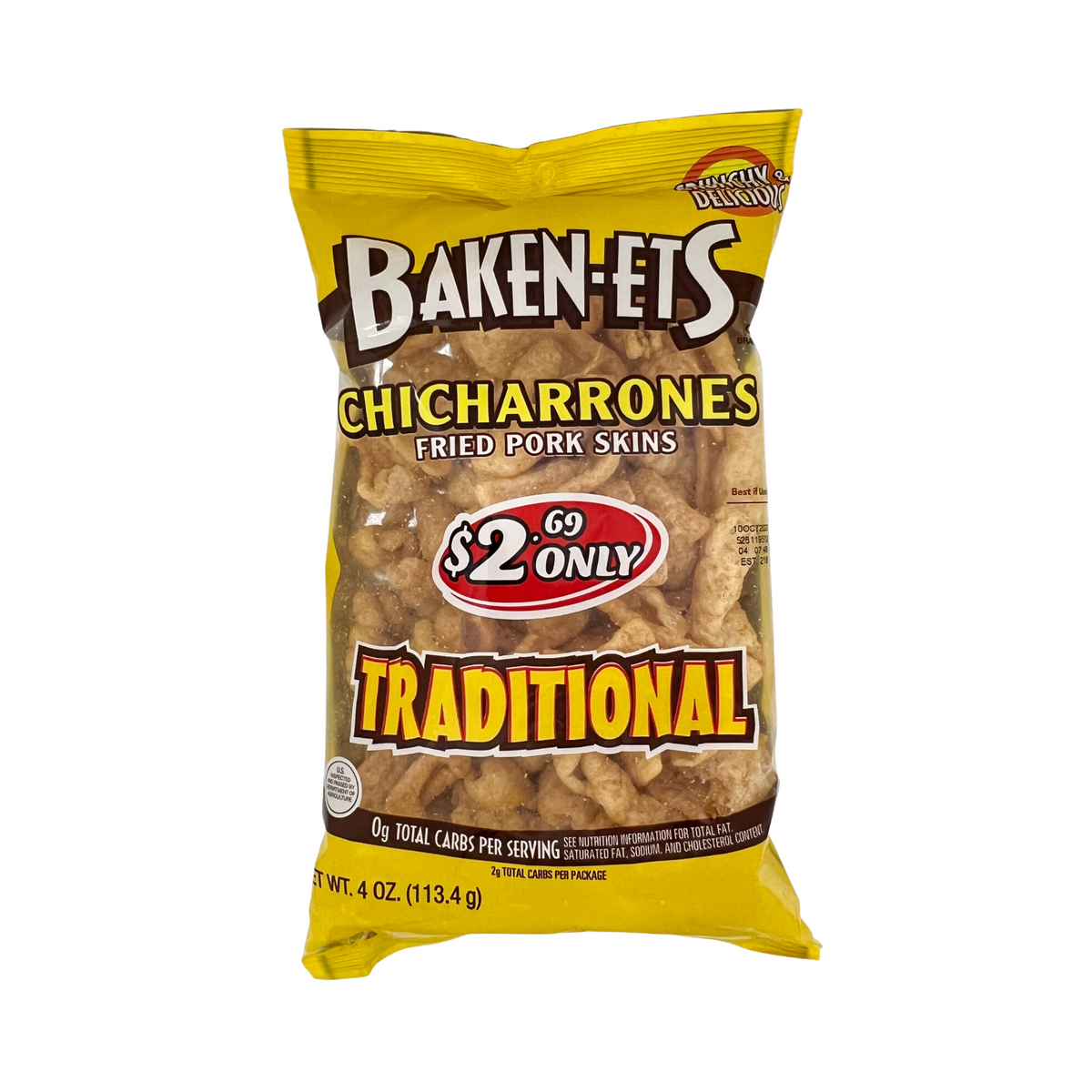 Baken Ets Fried Pork Skins Chicharrones Traditional 4 Oz 0772