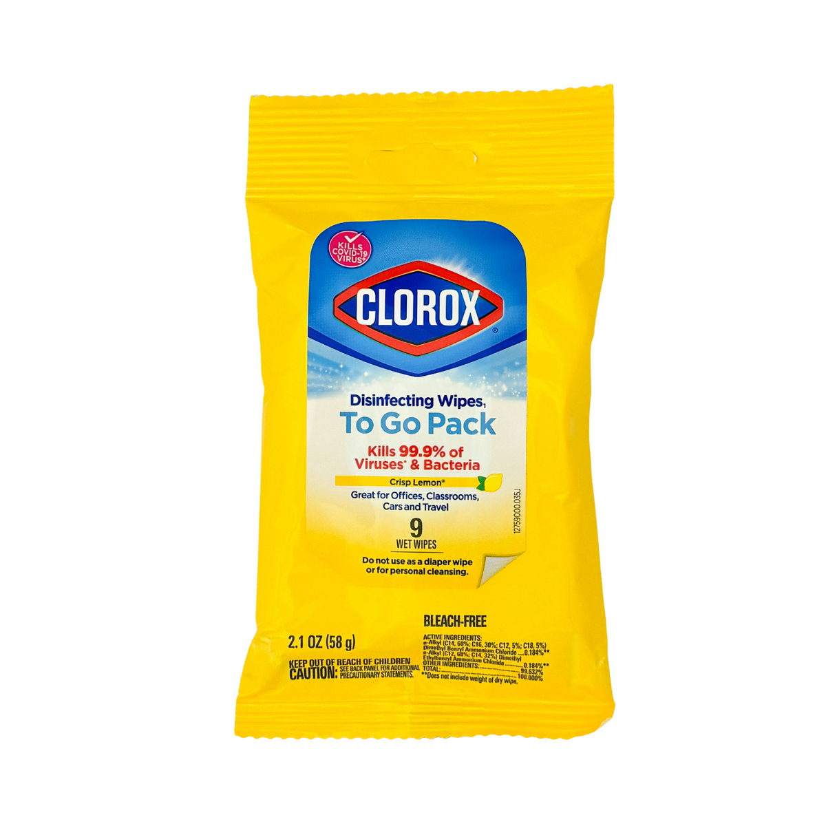 Clorox Bleach Free Disinfecting Wipes To Go Pack Crisp Lemon 9 Wet Wip
