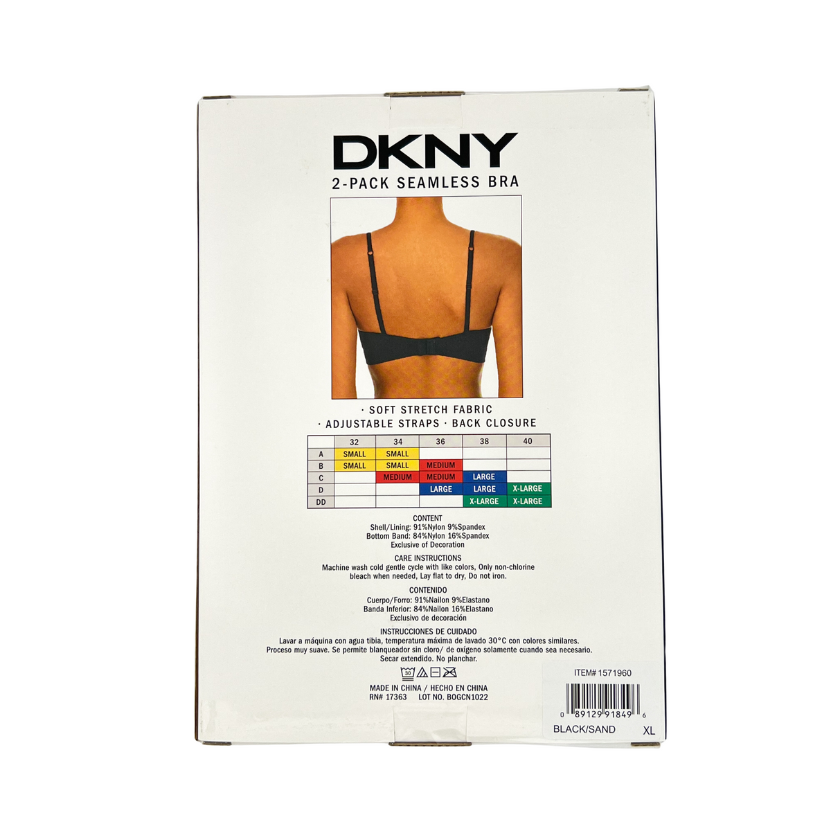 DKNY Women's Seamless Bralette 2-PACK (Black / Glow, Medium) 