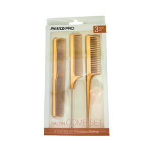 One unit of Swissco Pro 3 pc Salon Comb Set - Gold