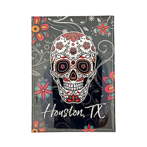 One unit of Houston Sugar Skull Flat Magnet 2.5 x 3.5"