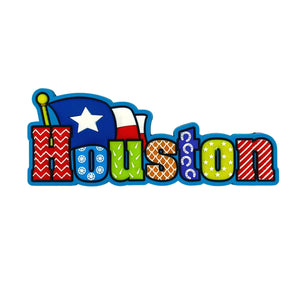 Houston with Texas Flag Rubber Magnet