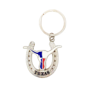 Texas Longhorn Horseshoe Keychain