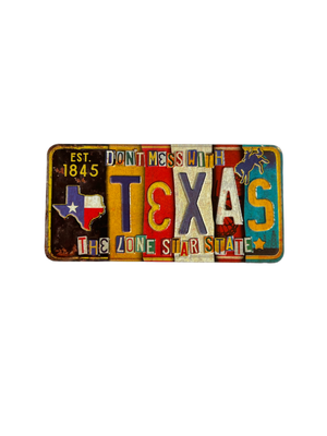 Texas License Plate Stamped Metal Magnet