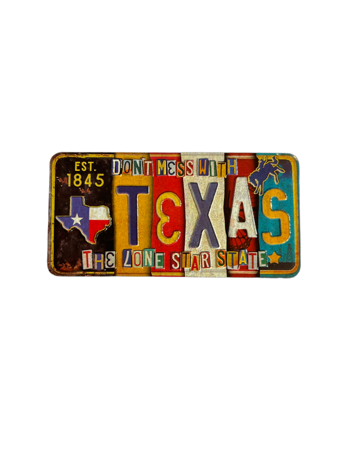 Texas License Plate Stamped Metal Magnet