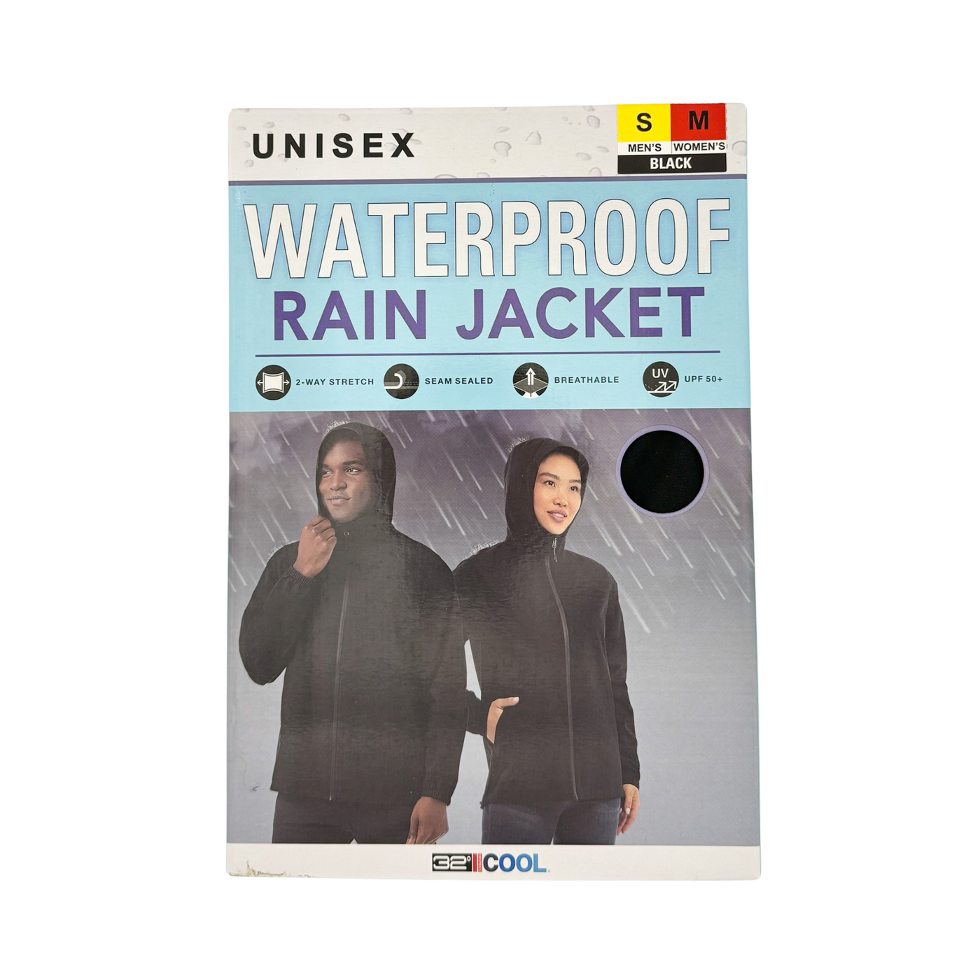 32 Degrees Cool Unisex Waterproof Rain Jacket Small Men Medium Women