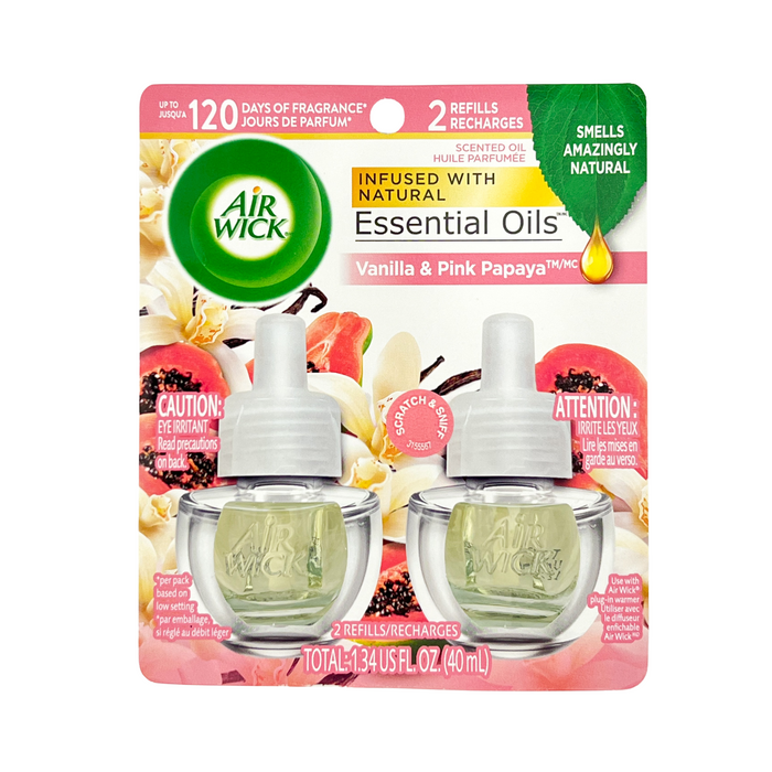 Air Wick Scented Oil Air Freshener 2 Refills - Vanilla & Pink Papaya