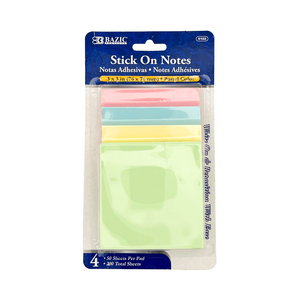 One unit of Bazic Stick On Notes Pastel Colors 4pc