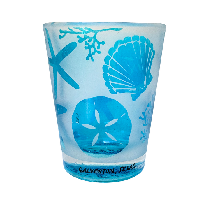 Beach Batik Frosted Shot Glass - Galveston Texas