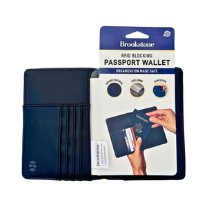 One unit of Brookstone RFID Passport Wallet - Black