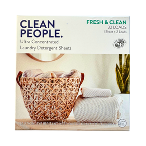 One unit of Clean People Laundry Detergent Sheets 32 Pack - Fresh & Clean Scent