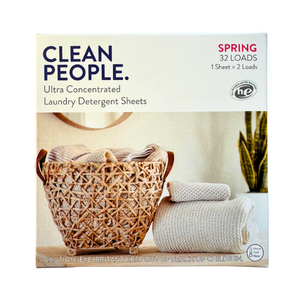 One unit of Clean People Laundry Detergent Sheets 32 Pack - Spring Scent