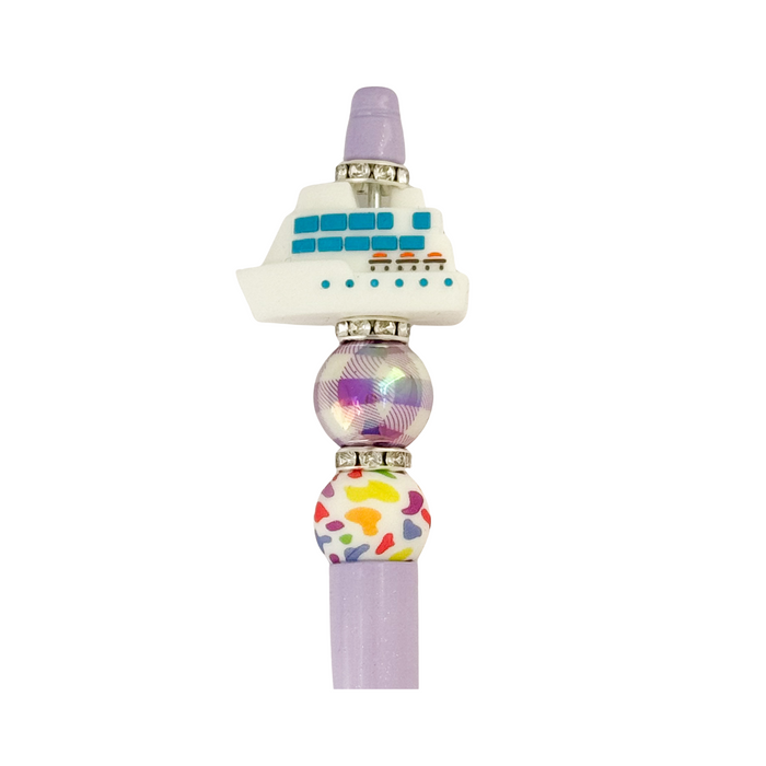 Cruise Ship Bead Pen - Lavender/White