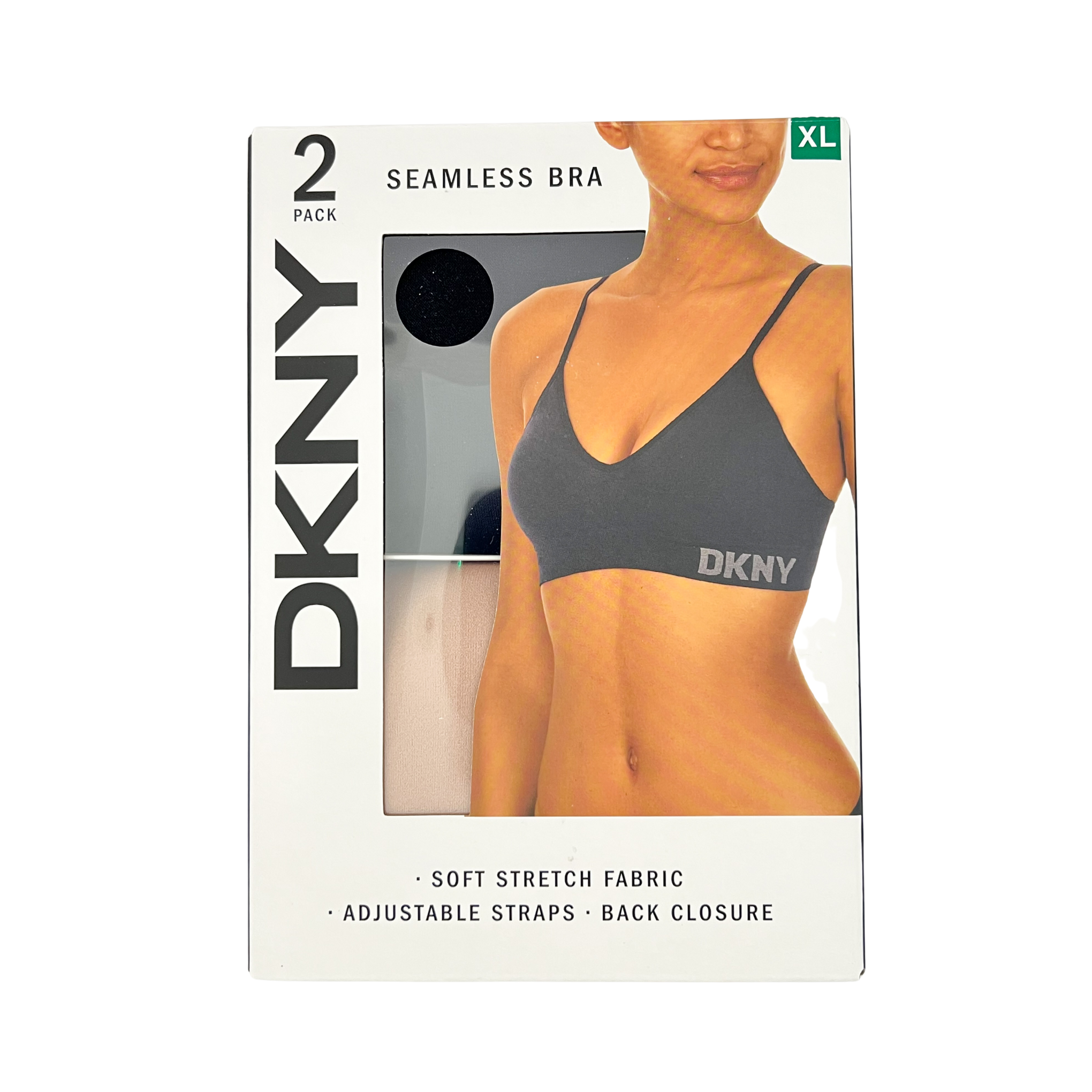DKNY Ladies' Seamless Bralette with Adjustable Strap 2-Pack, White/Sand XL  
