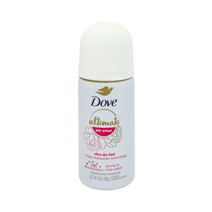 One unit of Dove Ultimate Dry Spray Peony & Rose Water 72h Antiperspirant Deodorant 1 oz