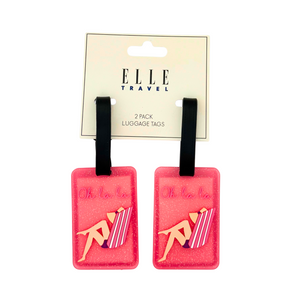 One unit of Elle Travel 2 pc Mini Luggage Tags - Oh La La - Pink