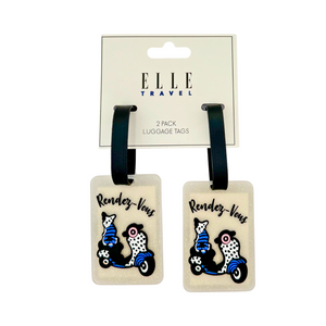 One unit of Elle Travel 2 pc Mini Luggage Tags - Rendez Vous - Cat on Scooter