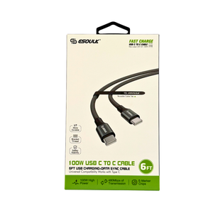 One unit of Esoulk Fast Charge USB-C to USB-C Charging Cable - 6 Foot
