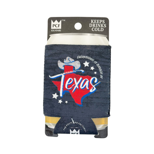 One unit of Everything is Bigger in Texas Map/Cowboy Hat Koozie