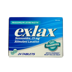 One unit of Exlax Stimulant Laxative Maximum Strength 24 tablets