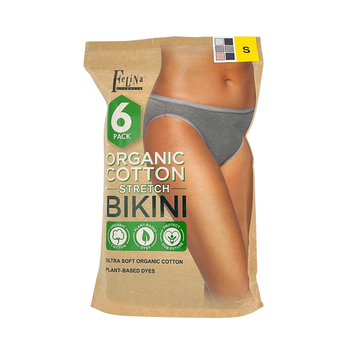 Felina Organic Cotton Stretch Bikini 6 pack - Small