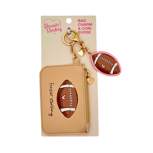 One unit of Frasier Sterling Bag Charm & Coin Purse - Football