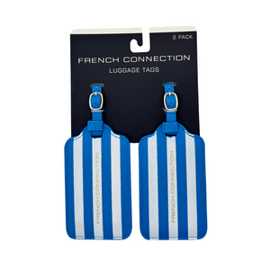 One unit of French Connection 2pk Luggage Tags - Blue and White Stripes