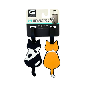 One unit of G Force 2 pc Luggage Tags - Cats - Black/Yellow/White