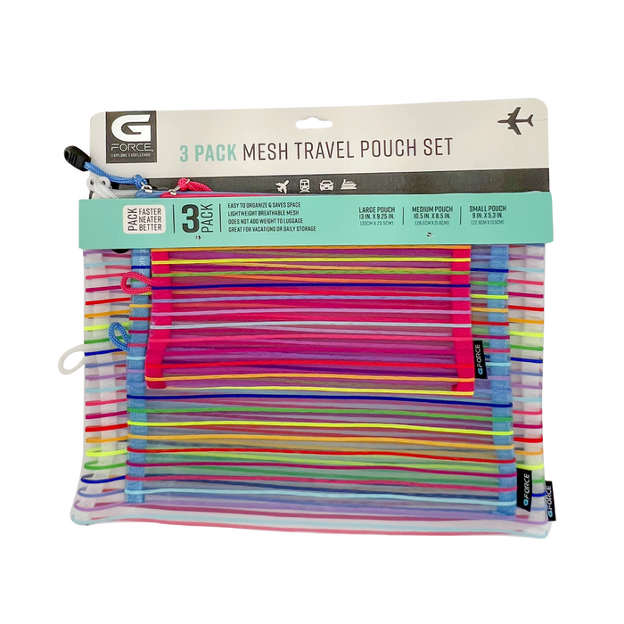 G Force 3 Pack Mesh Travel Pouch Set