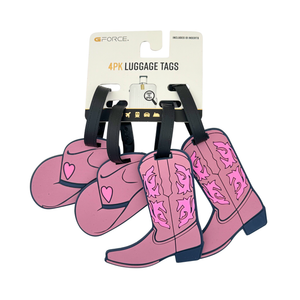 One unit of G Force 4 pc Luggage Tags - Boots and Cowboy Hat