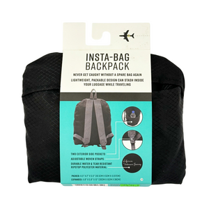 One unit of G Force Insta Bag Packable Backpack - Black - Back