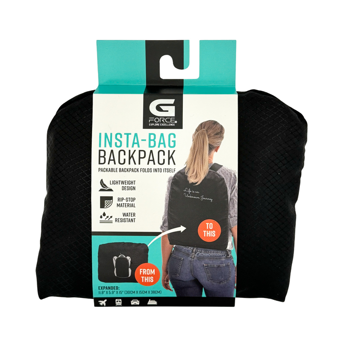 G Force Insta Bag Packable Backpack - Black