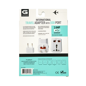 One unit of G Force International Travel Adapter with USB Port - White