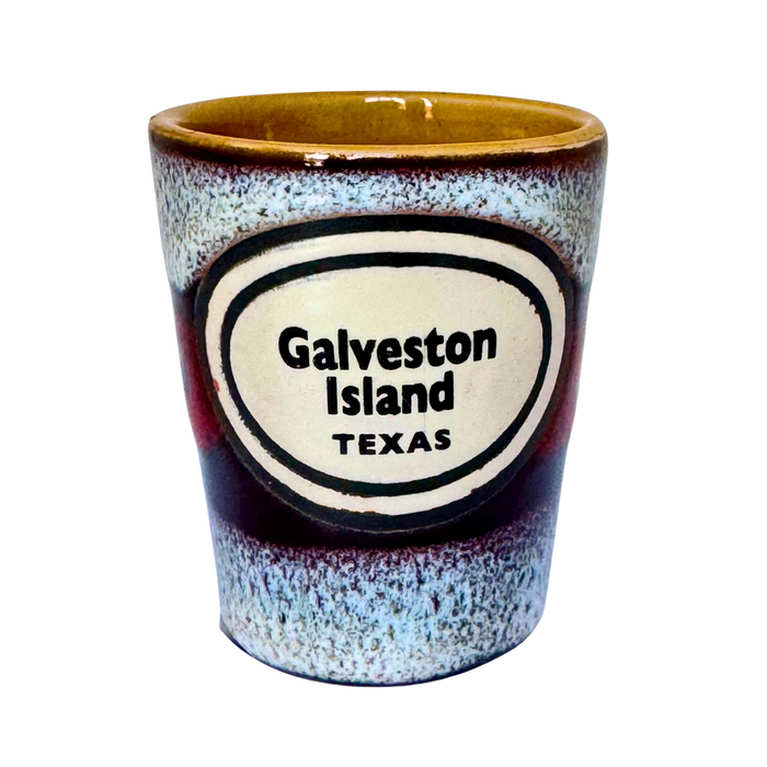 Galveston Island Texas Ceramic Shot Glass - Red/White/Black