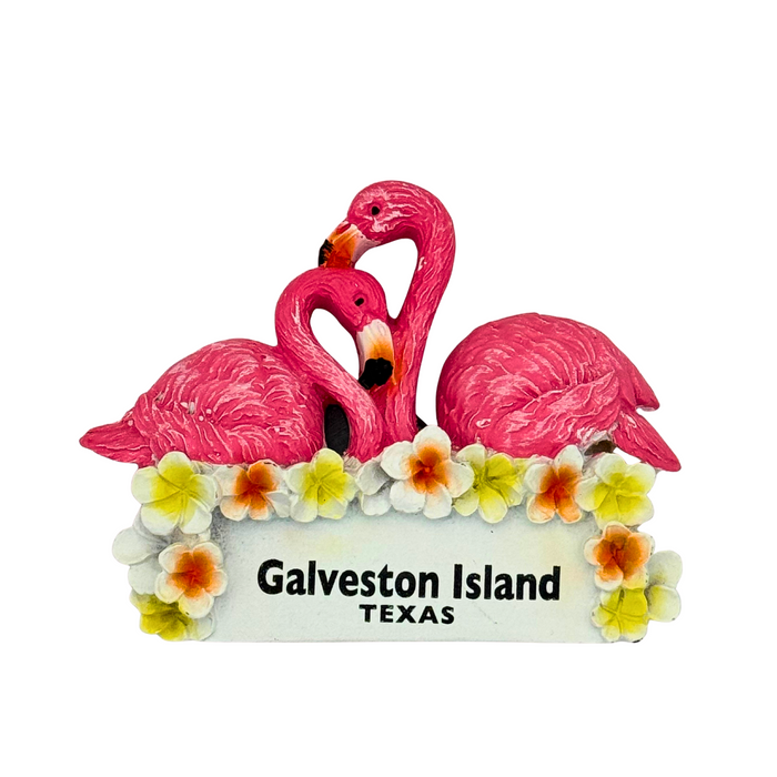 Galveston Island Texas Poly Resin Magnet - Flamingos