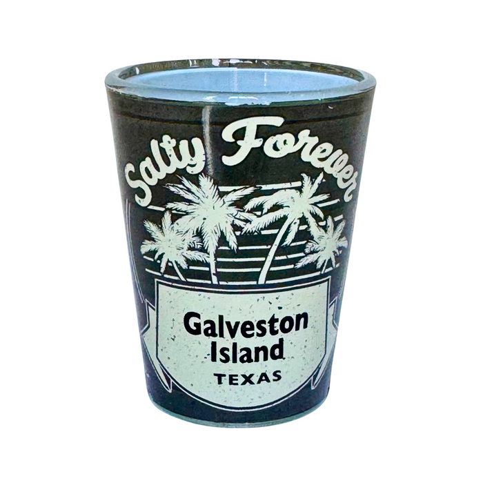 Galveston Island Texas Shot Glass - Salty Forever - Gray