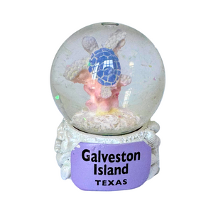 One unit of Galveston Island Texas Water Globe - Turtle - Blue/Purple