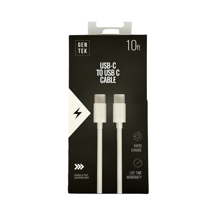 Gen Tek USB-C to USB-C Charging Cable - 10 Foot