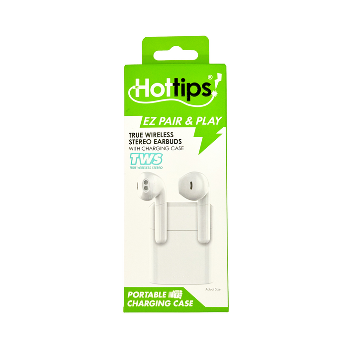 Hottips Wireless Stereo Earbuds with Case - White