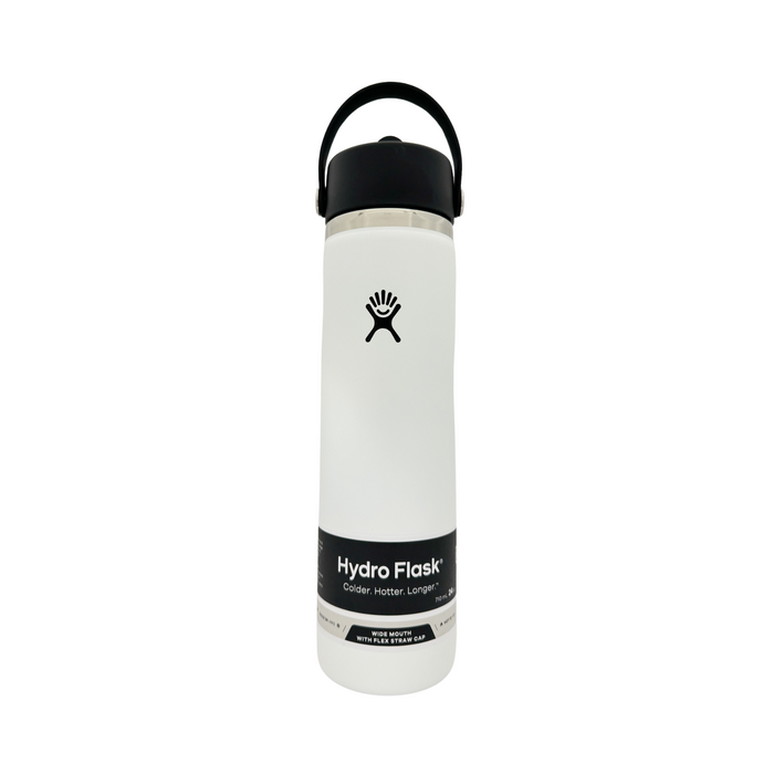 Hydroflask 24 oz Wide Mouth Water with Flex Bottle Straw Cap - White