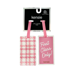 One unit of Kensie First Class Only 2 pk Luggage Tags - Pink/White