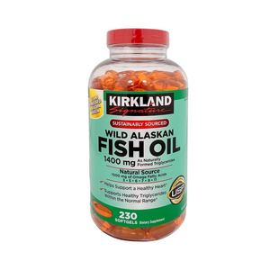 One unit of Kirkland Signature Wild Alaskan Fish Oil 1400 mg 230 Softgels