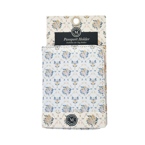 One unit of Martha Stewart Passport Holder with Air Tag Holder - White/Blue