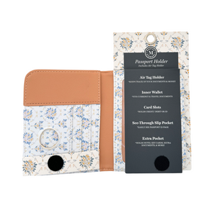 Martha Stewart Passport Holder with Air Tag Holder - White/Blue