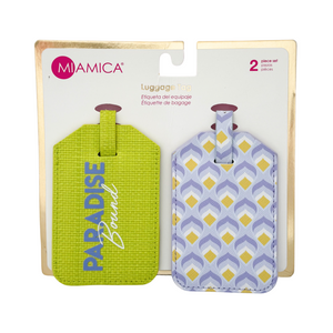 One unit of Miamica Paradise Bound Luggage Tags 2 pc - Green and Purple