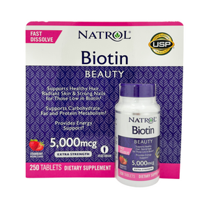 One unit of  Natrol Biotin Beauty 5000 mcg 250 Fast Dissolve Tablets