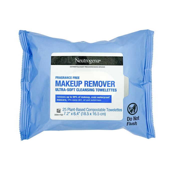 Neutrogena Makeup Remover Fragrance Free Plant Based Ultra-Soft Cleansing Towelette 25 pc