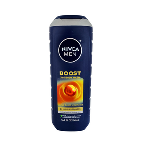 One unit of Nivea Men 3 in 1 Body Wash Boost Citrus + Caffeine 16.9 oz