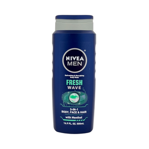 One unit of Nivea Men 3 in 1 Body Wash, Face & Hair Fresh Wave 16.9 oz