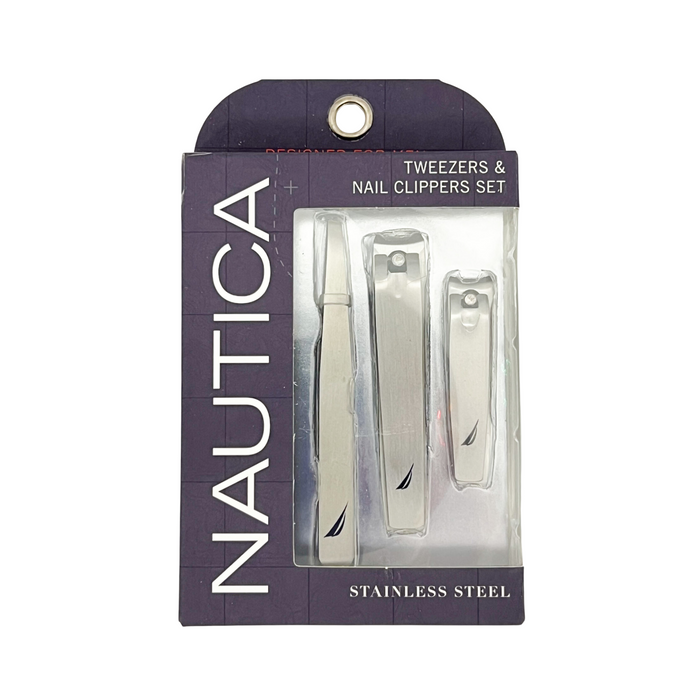 Nautica Stainless Steel Tweezers and Nail Clipper Set